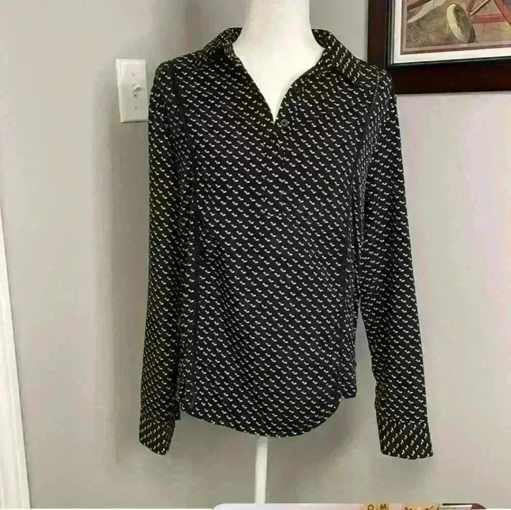 Ann Taylor Long Sleeve Mixed Media Top Size small